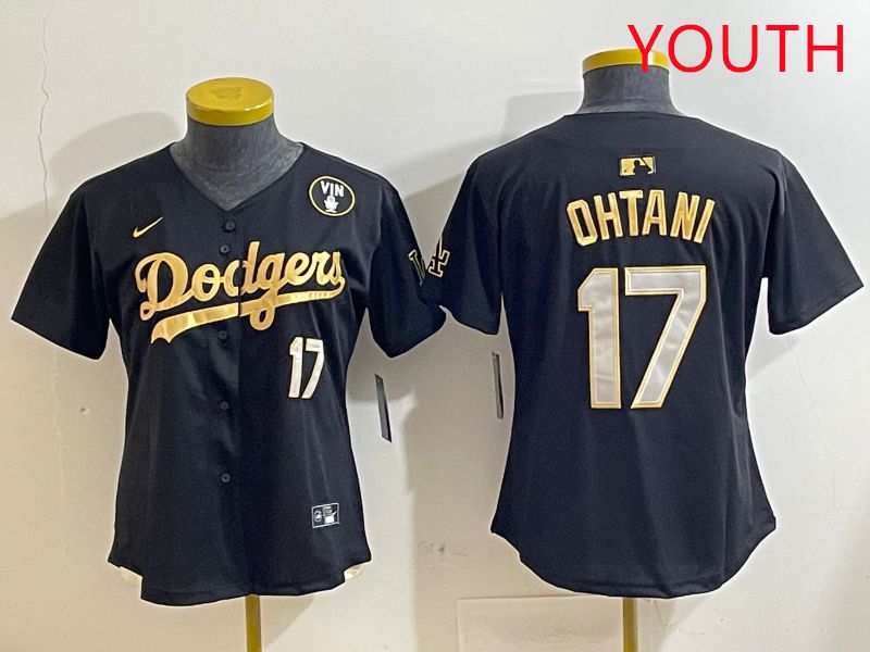 Youth Los Angeles Dodgers 17 Ohtani Black Gold Nike 2025 MLB Jersey style 4288